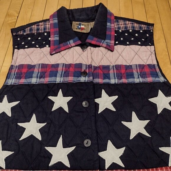 Dont Mess With Texas Vest Womens Medium Quilted Patriotic Vest Stars Stripes - Picture 4 of 8